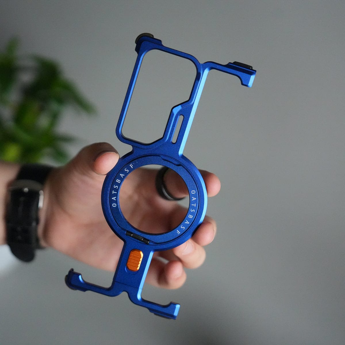 Galaxy Z Fold 7 Metal Frameless Bumper Case | Blue Aluminum Protective Cover with 360Â° Rotating Stand