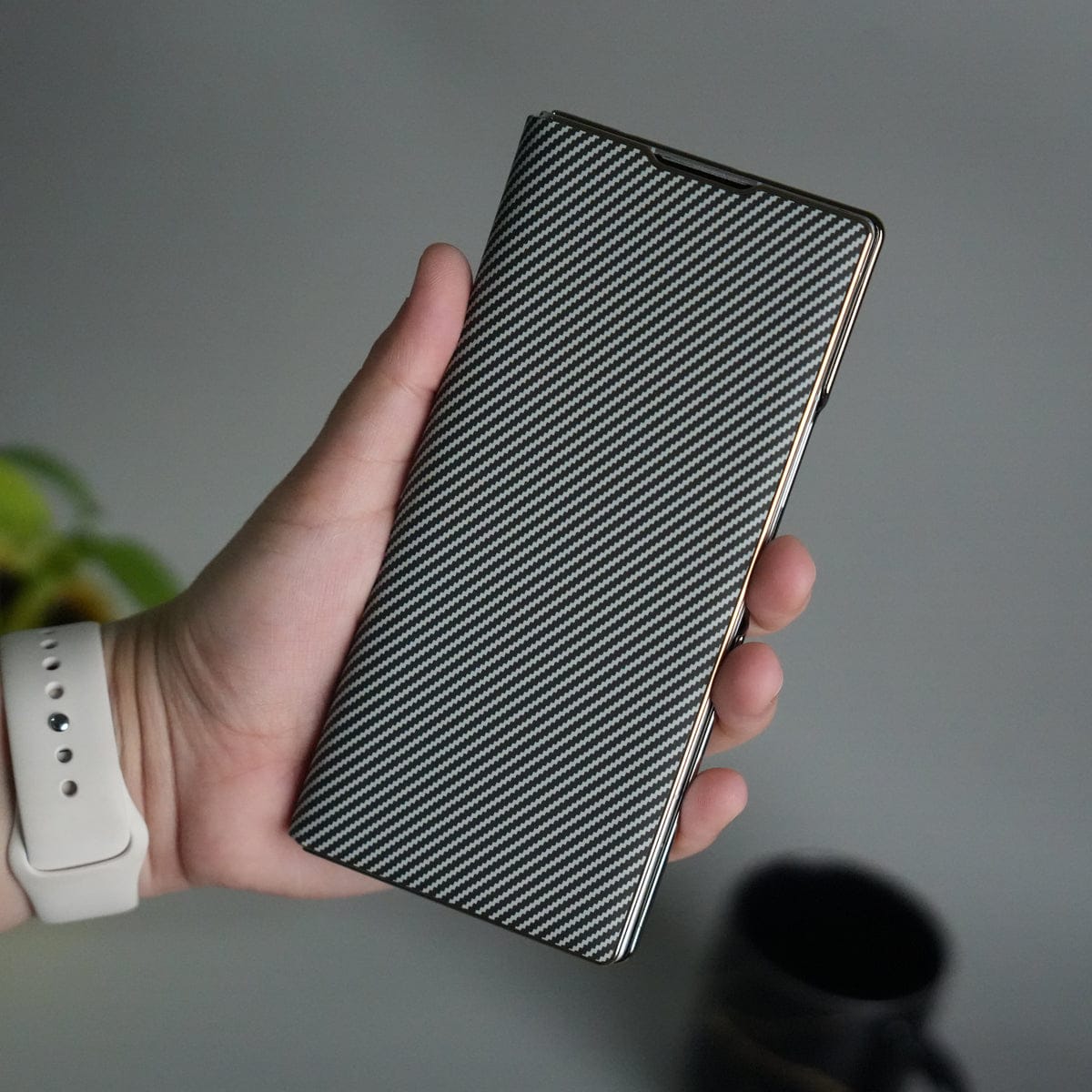 Galaxy Z Fold 7 Premium Carbon-Texture Ring Stand Flip Case | Metal Kickstand | Slim & Protective Cover