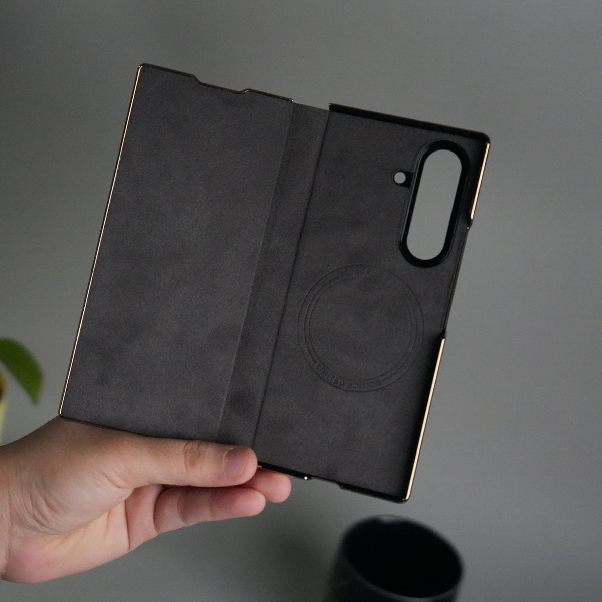 Galaxy Z Fold 7 Premium Carbon-Texture Ring Stand Flip Case | Metal Kickstand | Slim & Protective Cover