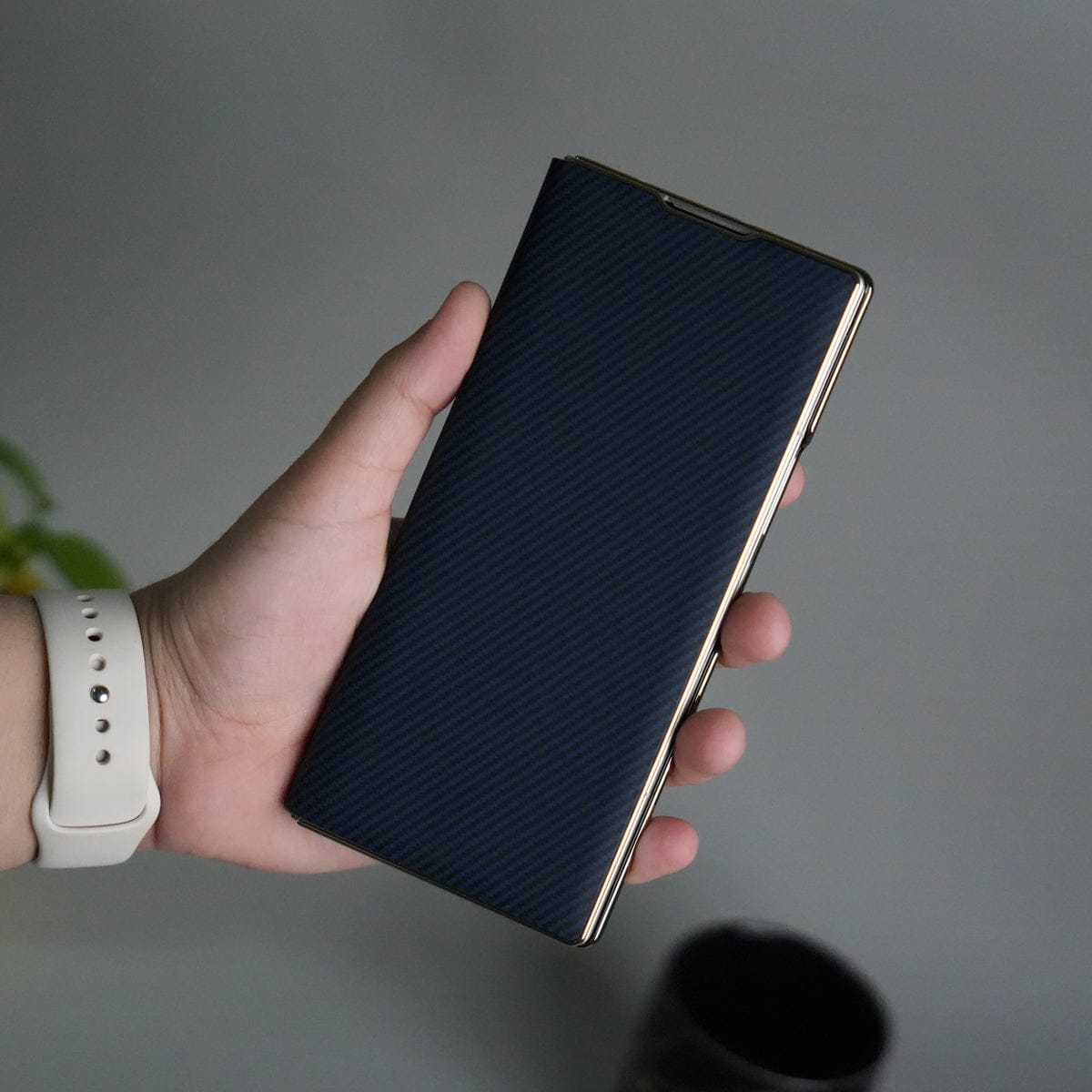 Galaxy Z Fold 7 Premium Carbon-Texture Ring Stand Flip Case | Metal Kickstand | Slim & Protective Cover