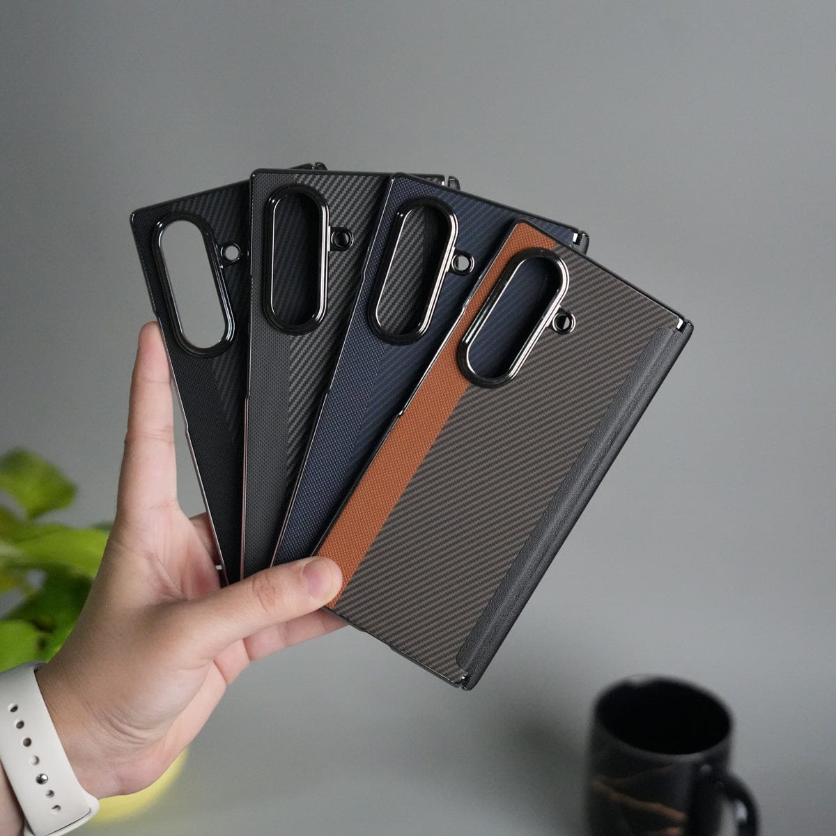 Galaxy Z Fold 7 Premium Fiber Stripe Design Slim Case Hinge Protection (Front + Back Cover)