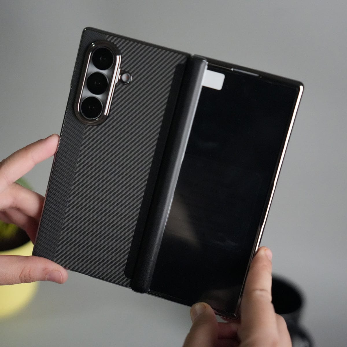 Galaxy Z Fold 7 Premium Fiber Stripe Design Slim Case Hinge Protection (Front + Back Cover)