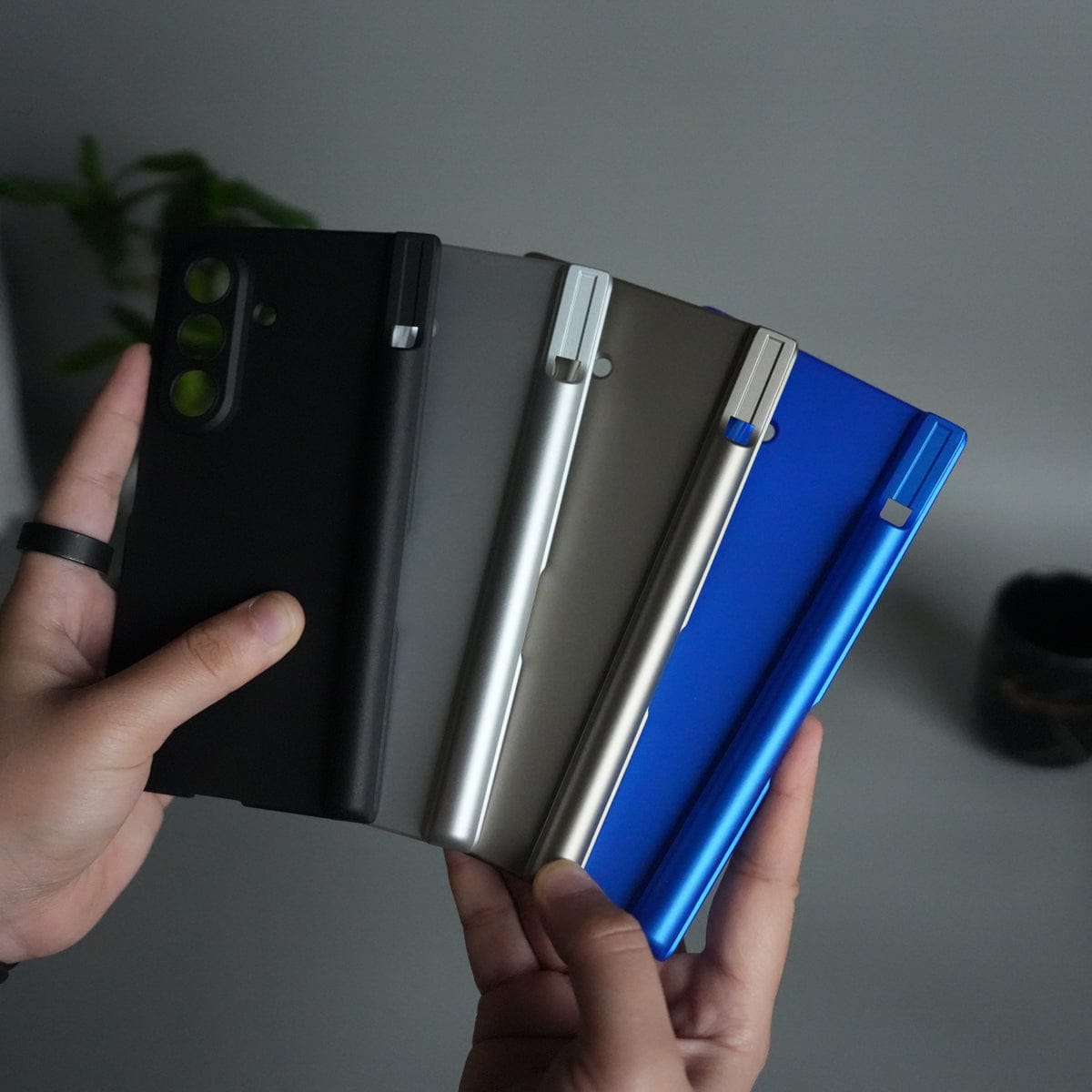 Galaxy Z Fold 7 S Pen Holder Case with Front Glass | Matte Finish Shockproof Hinge Protection Cover