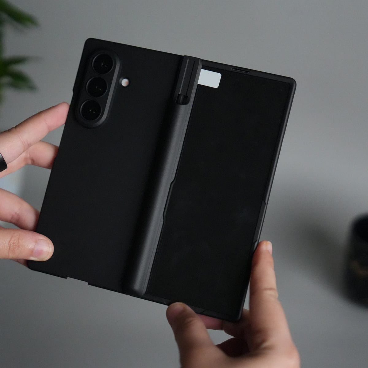 Galaxy Z Fold 7 S Pen Holder Case with Front Glass | Matte Finish Shockproof Hinge Protection Cover