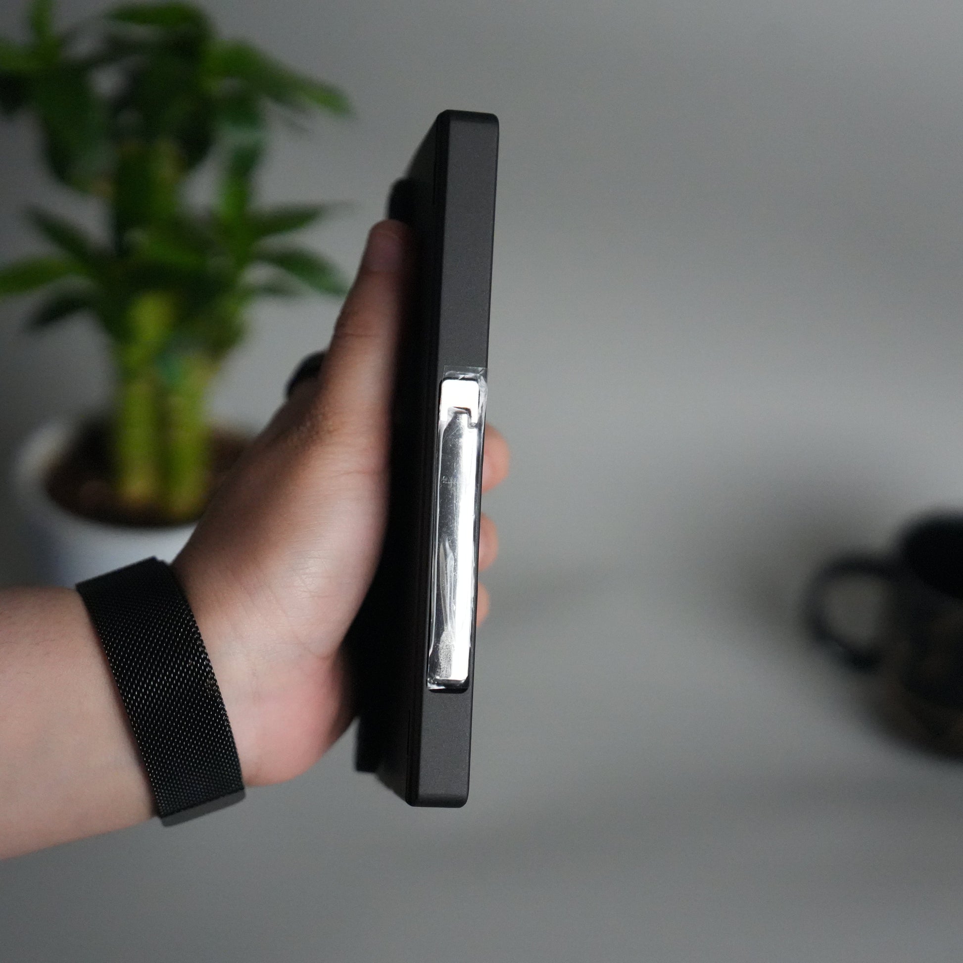 Galaxy Z Fold 7 Silicone Band Holder Case with Front Glass | Matte Hard Cover with Kickstand Grip