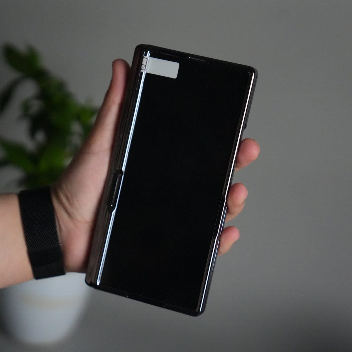 Galaxy Z Fold 7 Transparent Case with Front Glass Protection | Chrome Plated Hinge & Kick Stand