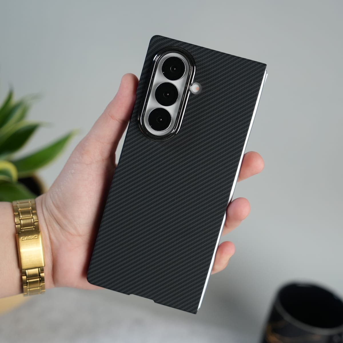 Galaxy Z Fold 7 Ultra-Slim Carbon Fiber Texture Case with Front glass Protection