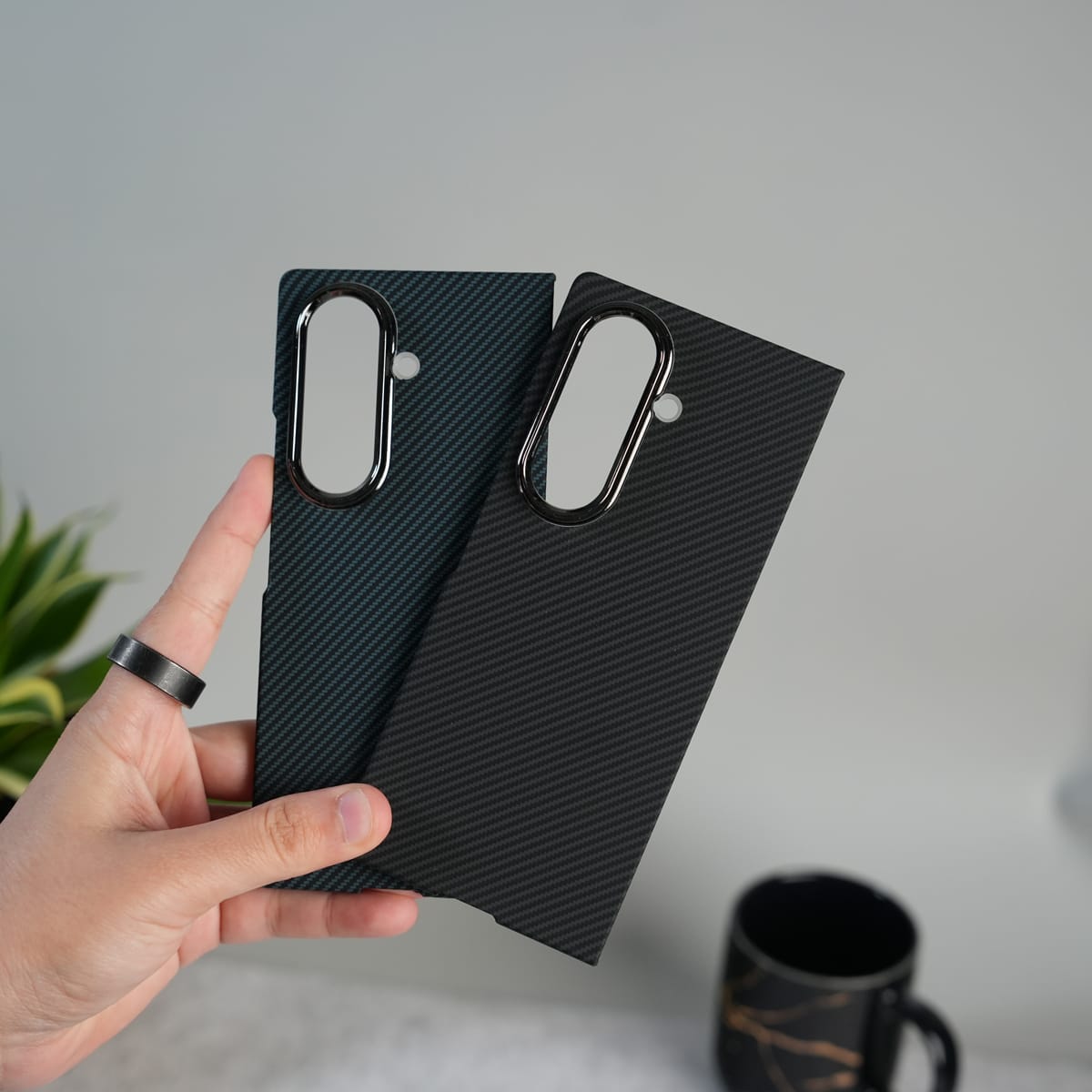 Galaxy Z Fold 7 Ultra-Slim Carbon Fiber Texture Case with Front glass Protection