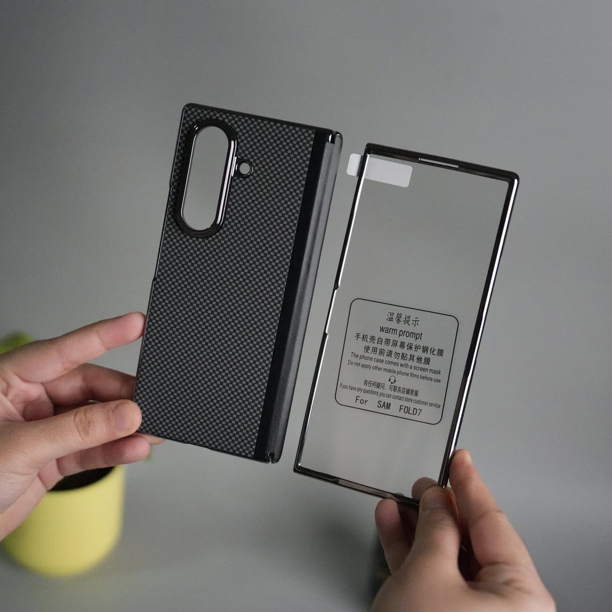 Galaxy Z Fold 7 Premium Fiber Design Slim Case Hinge Protection (Front + Back Cover)