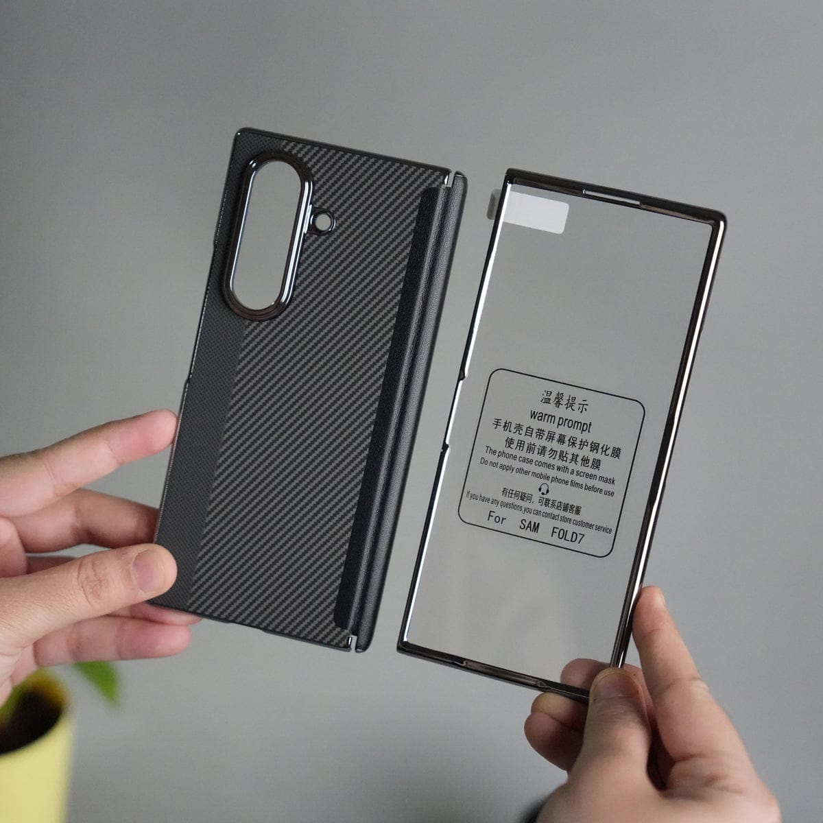 Galaxy Z Fold 7 Premium Fiber Stripe Design Slim Case Hinge Protection (Front + Back Cover)