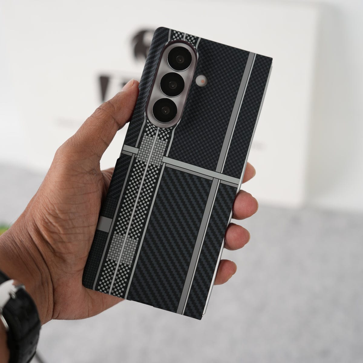 Samsung Galaxy Z Fold 7 Carbon Fiber Texture Aramid Design Hard Pc MagSafe Case Cover