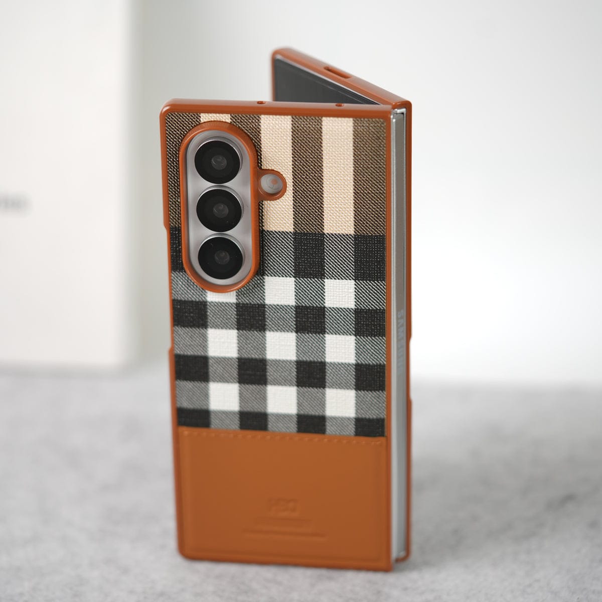 Samsung Galaxy Z Fold 7 Checks Leather Case Cover
