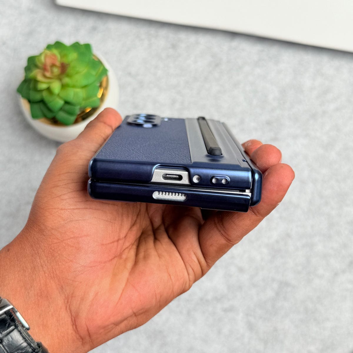 Samsung Galaxy Z Fold 7 Chrome Plating front Glass Protection Hinge Case Folding Cover
