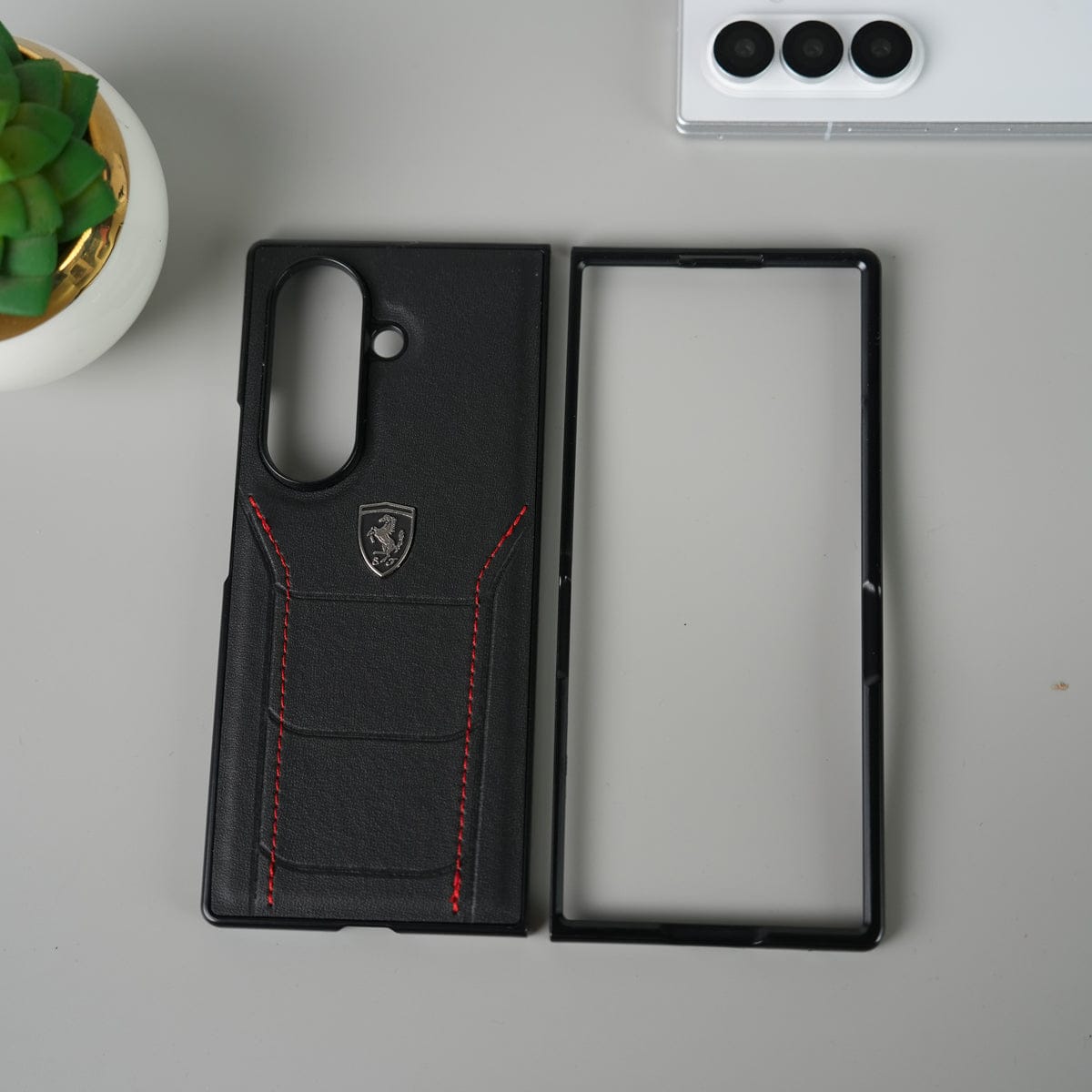Samsung Galaxy Z Fold 7 FR Stitched PU Leather Case Cover
