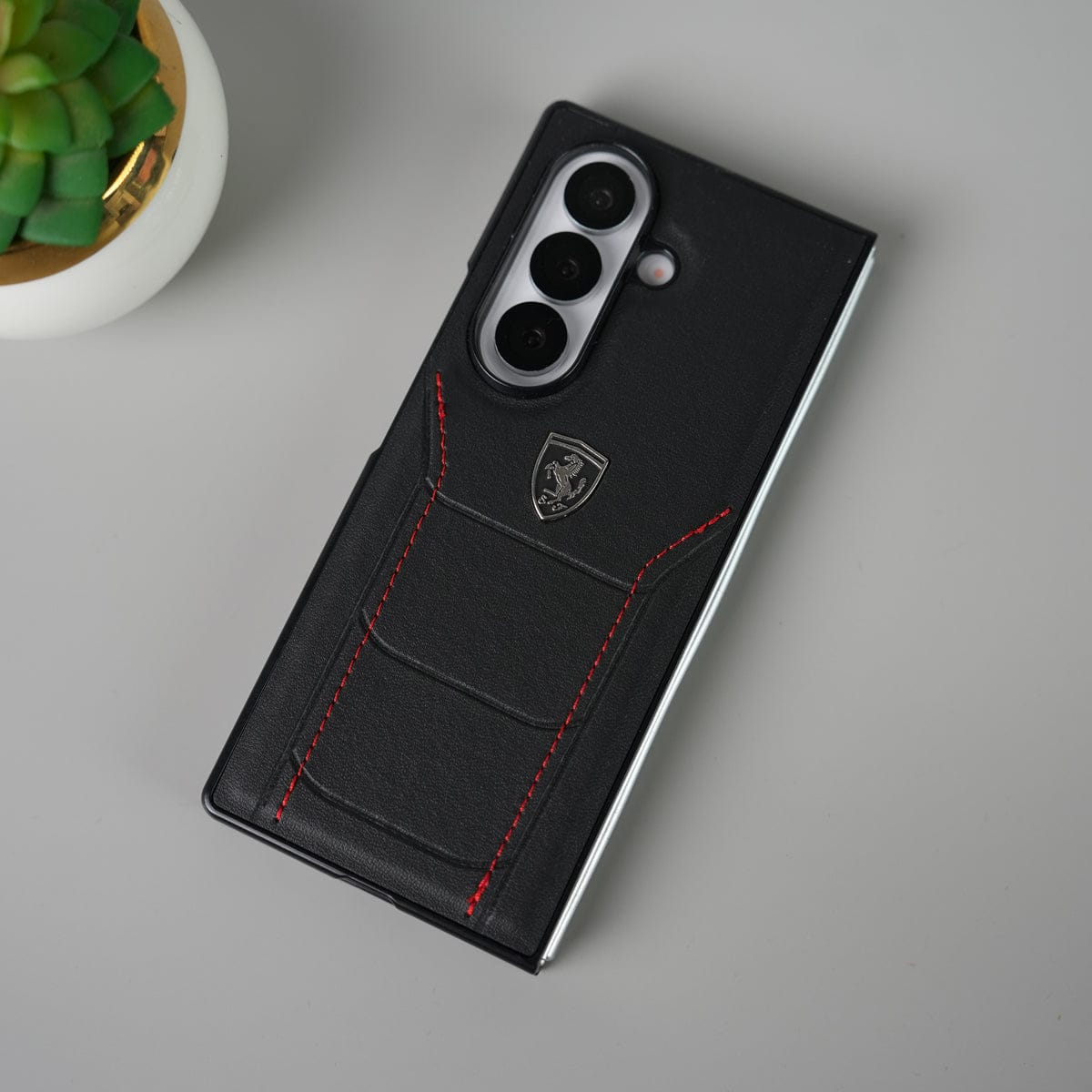 Samsung Galaxy Z Fold 7 FR Stitched PU Leather Case Cover