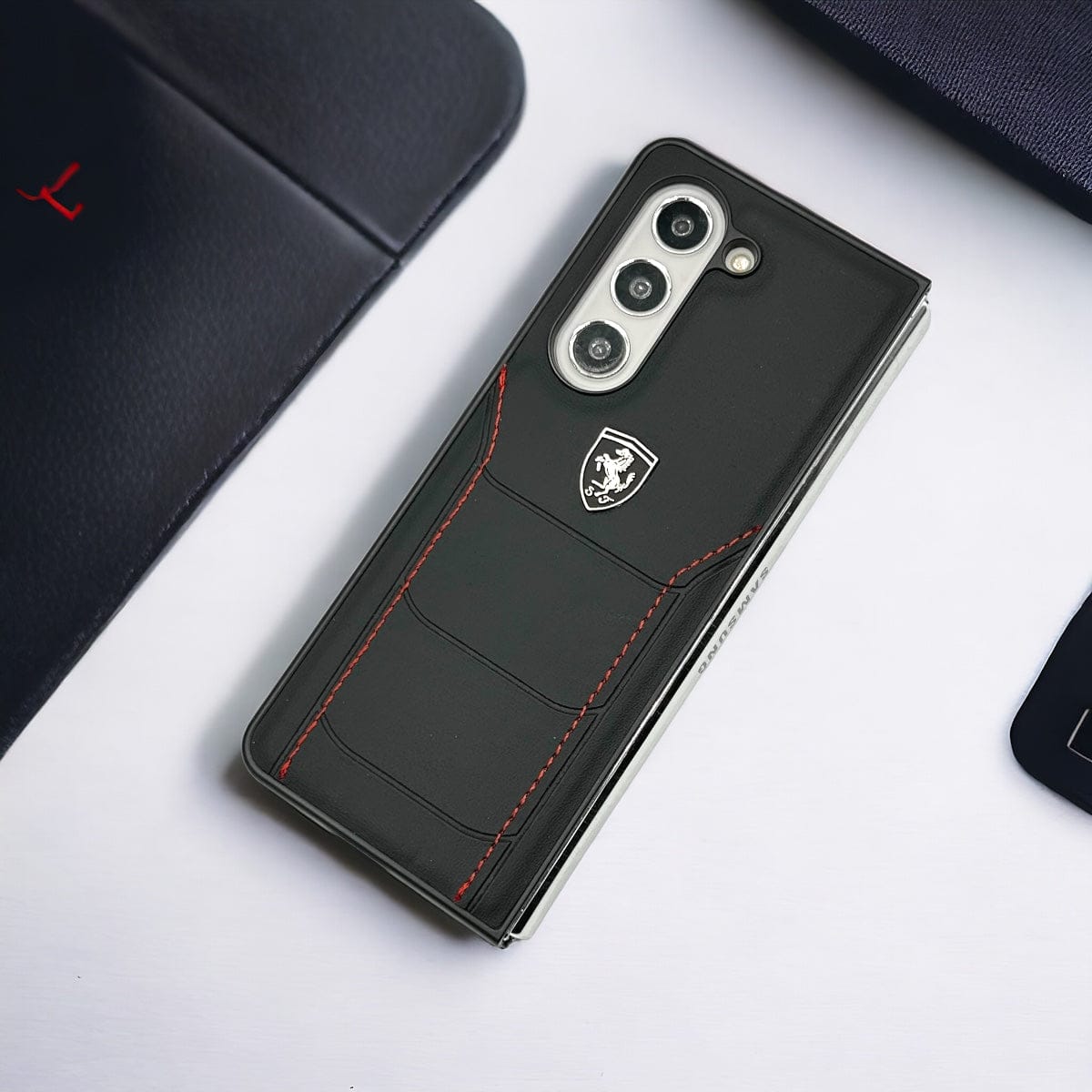 Samsung Galaxy Z Fold 7 FR Stitched PU Leather Case Cover