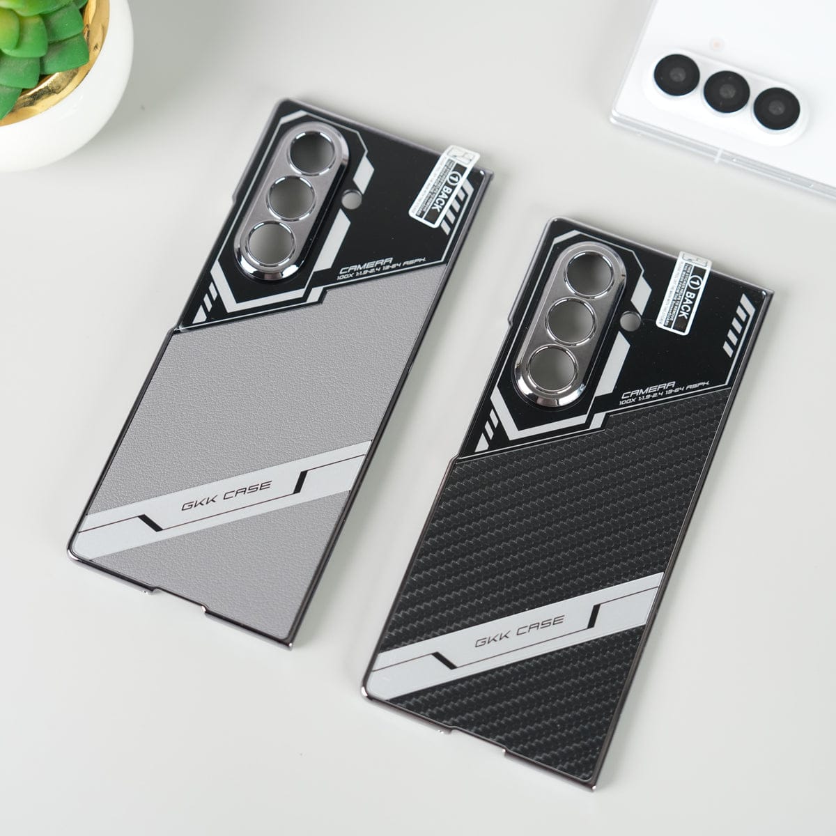 Samsung Galaxy Z Fold 7 GKK Carbon Leather Chrome Case with Front Glass
