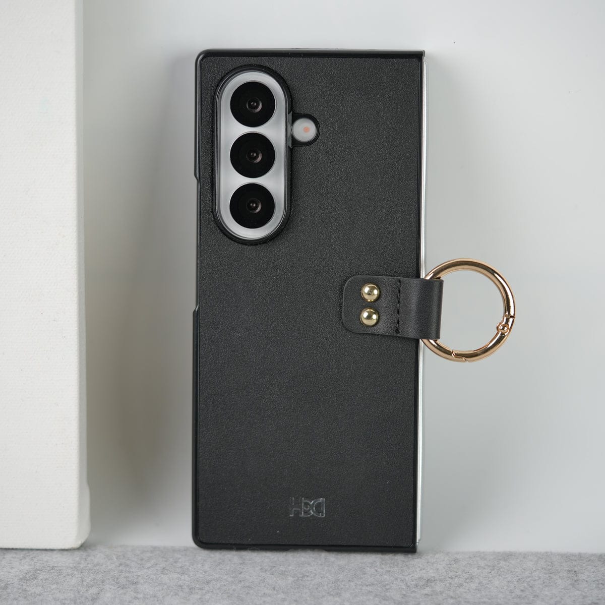 Samsung Galaxy Z Fold 7 Matte Finish PU Leather Case Cover With Metal Ring Holder