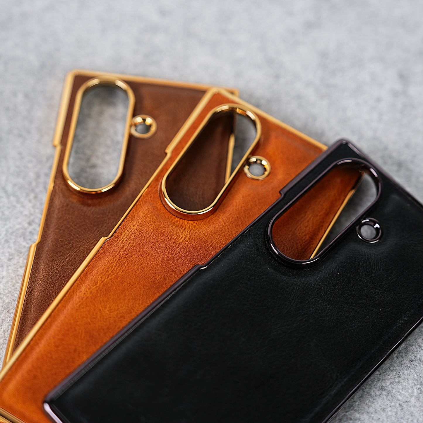 Samsung Galaxy Z Fold 7 PU Leather Chrome Plated Front Screen Protector Case Cover