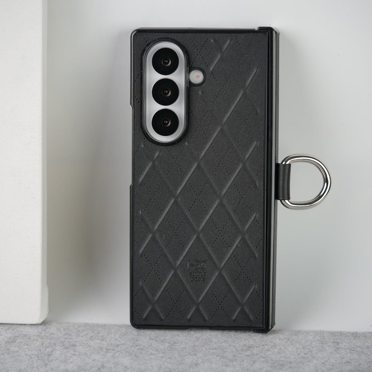 Samsung Galaxy Z Fold 7 PU Leather Cross Dot Hinge Protection Metal Ring Case Cover