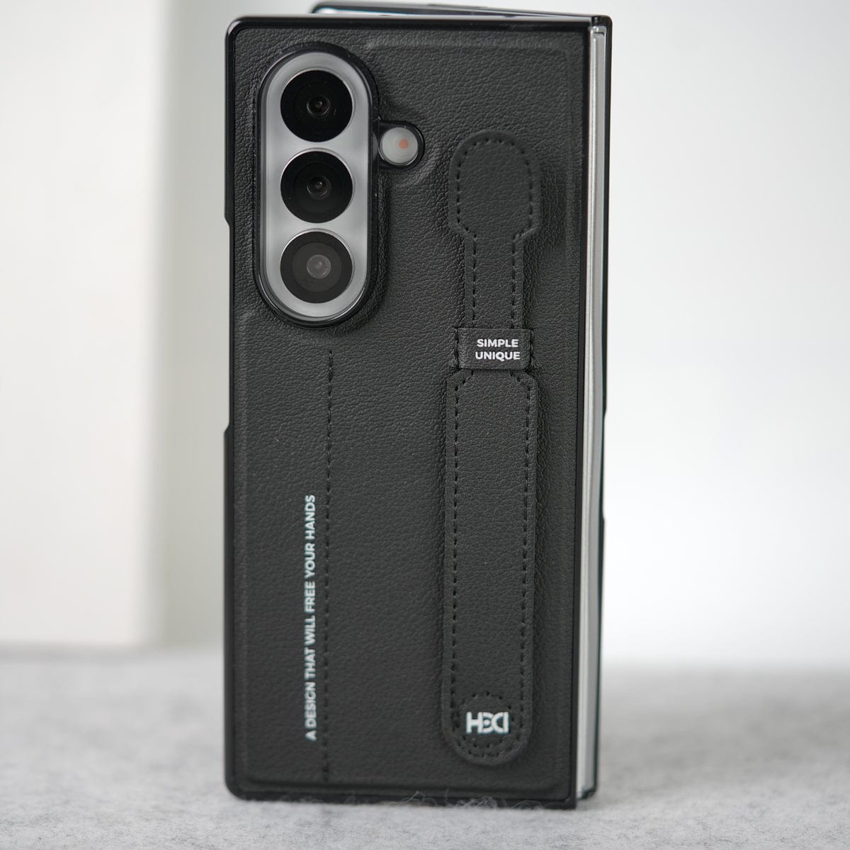Samsung Galaxy Z Fold 7 PU Leather Grip Holder Case Cover