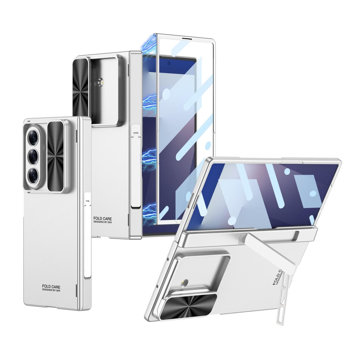 Galaxy Z Fold 7 GKK Kickstand Slide Camera Lid Folding PC Phone Cover with Tempered Glass Screen Film