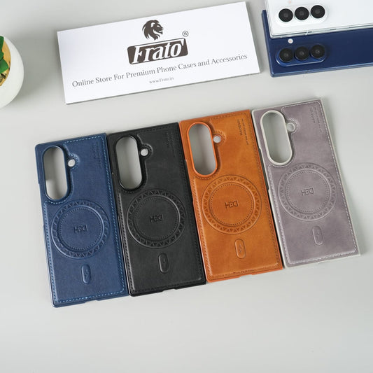 Stitch PU Leather Magnetic Charging Ring Cover For Galax Z fold 7