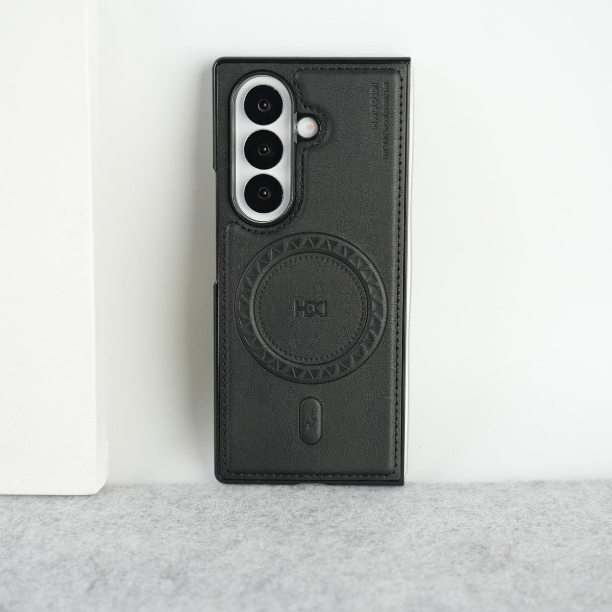 Stitch PU Leather Magnetic Charging Ring Cover For Galax Z fold 7