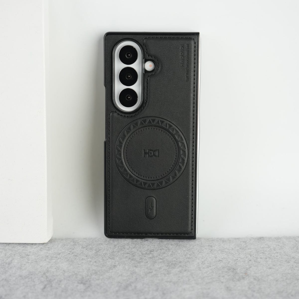 Stitch PU Leather Magnetic Charging Ring Cover For Galax Z fold 7