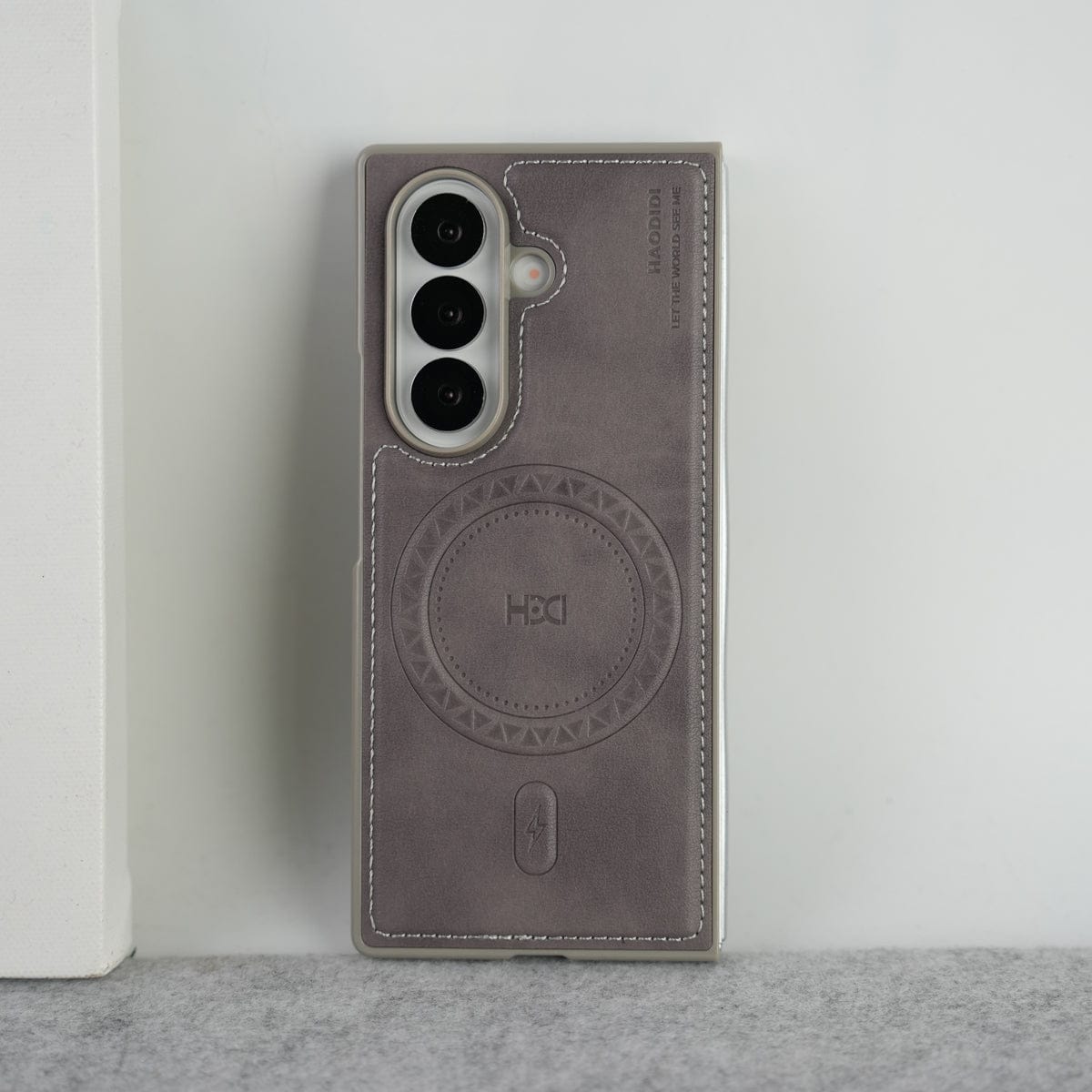 Stitch PU Leather Magnetic Charging Ring Cover For Galax Z fold 7