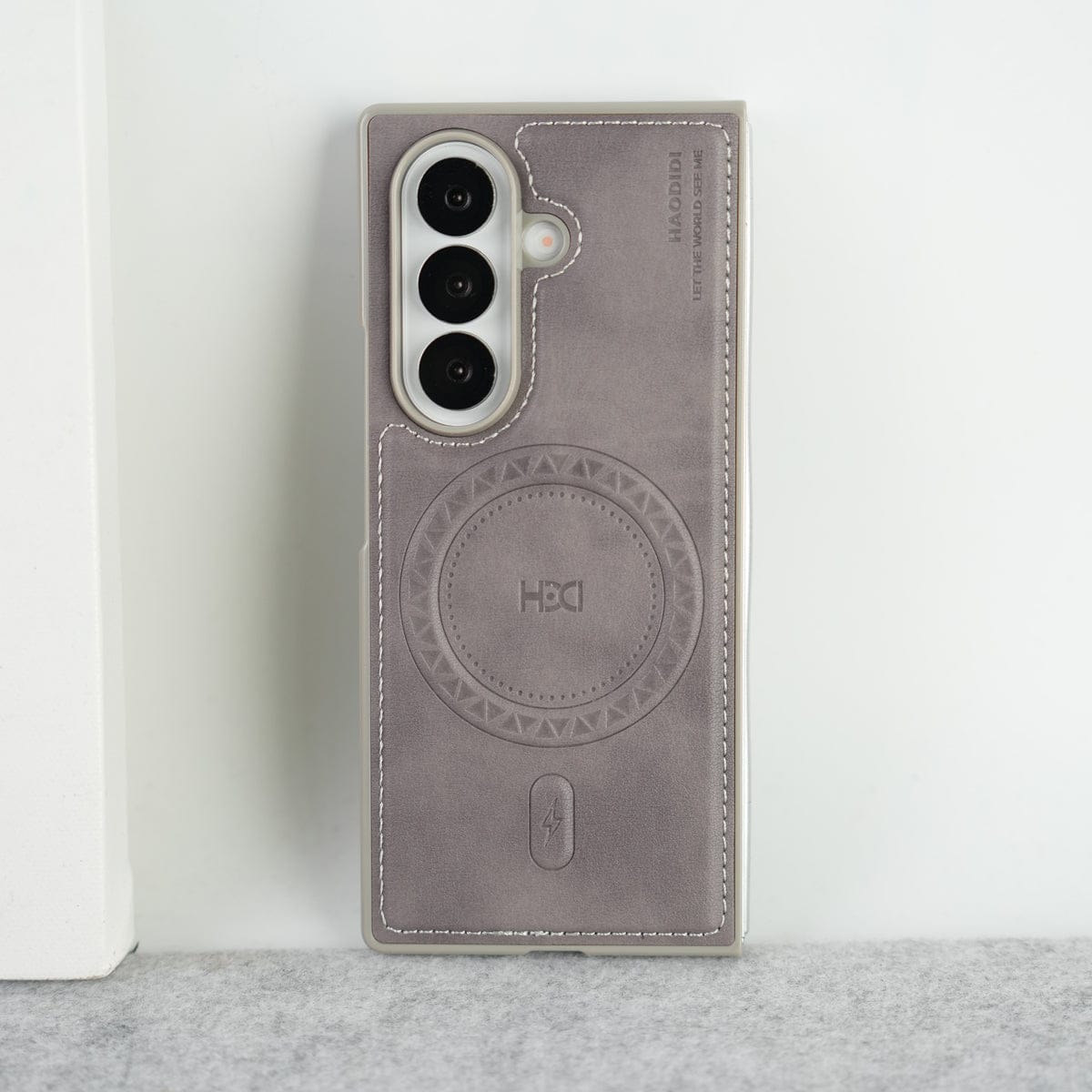 Stitch PU Leather Magnetic Charging Ring Cover For Galax Z fold 7
