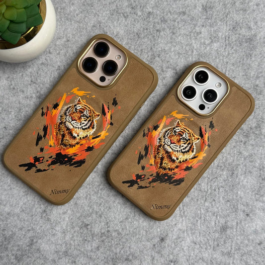 iPhone 16 Pro Max / iPhone 16 Pro Wild Animal 3D Embroidery Tiger Face MagSafe Case