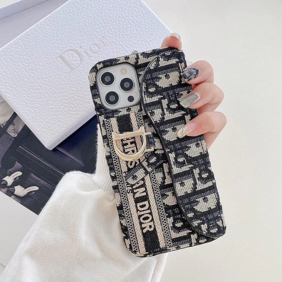 iPhone 16 Series luxury Brand CD Card Holder Case Cover (Black)
