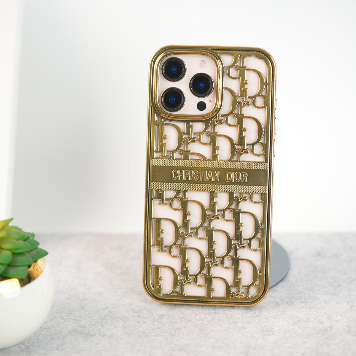 iPhone 16 Series Luxury Brand CD Chrome Case Cover