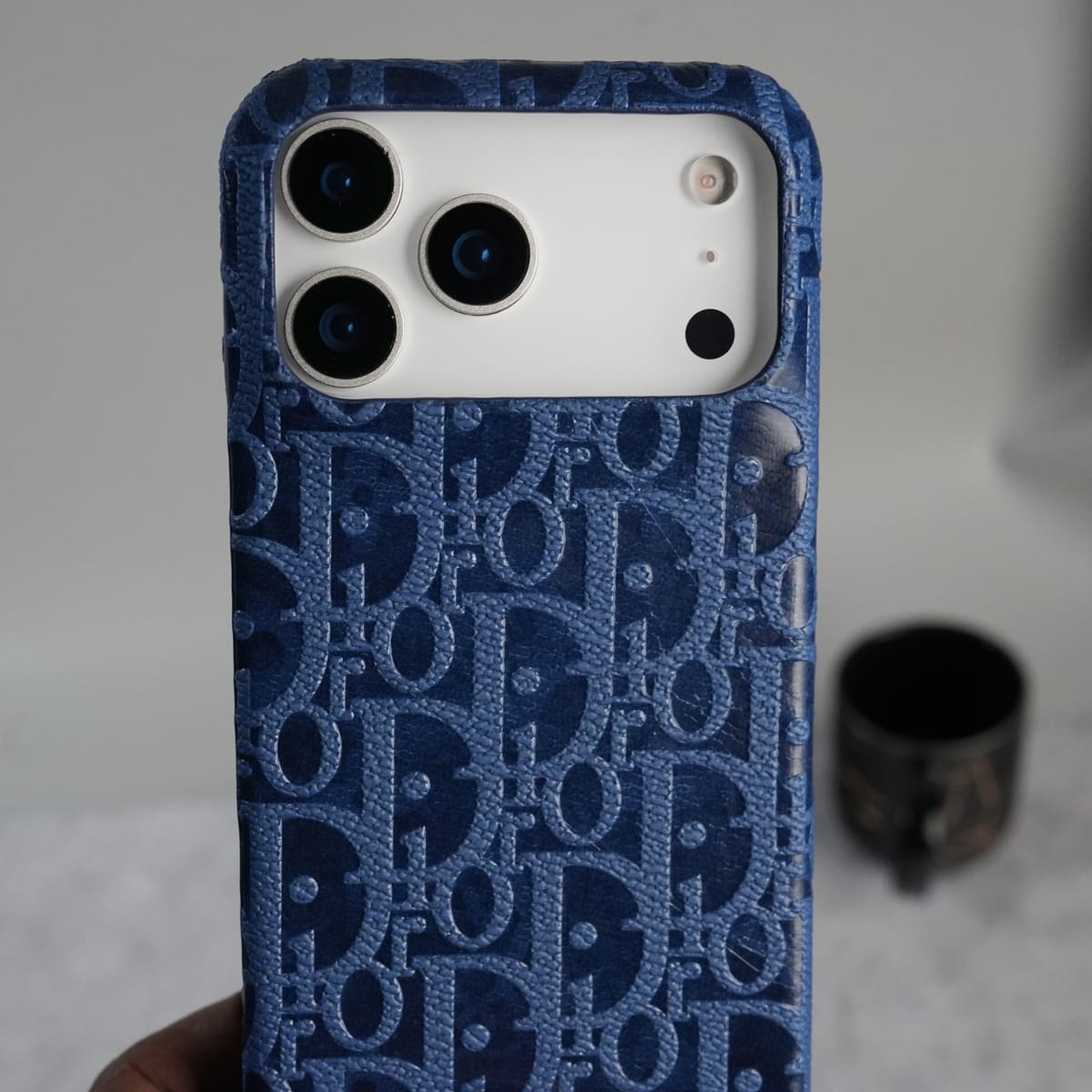 iPhone 17 Series Luxury CD Full PU Leather Designer Case Cover | Blue
