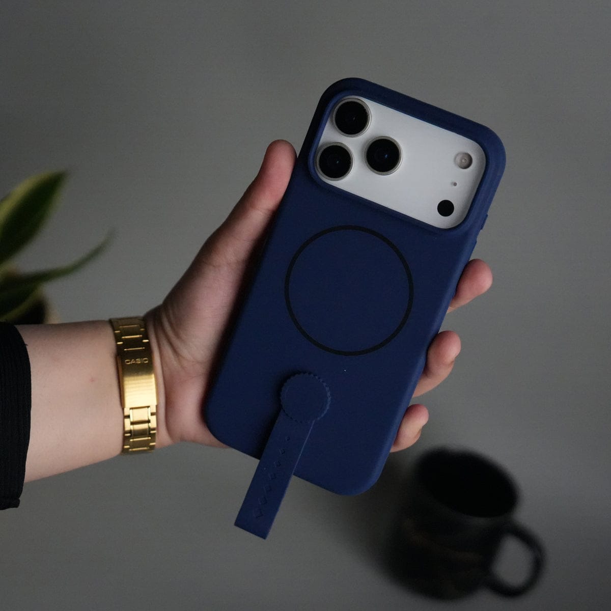 iPhone 17 Pro Silicone Case | Magnetic Ring | Silicone Rotating Grip Strap Cover