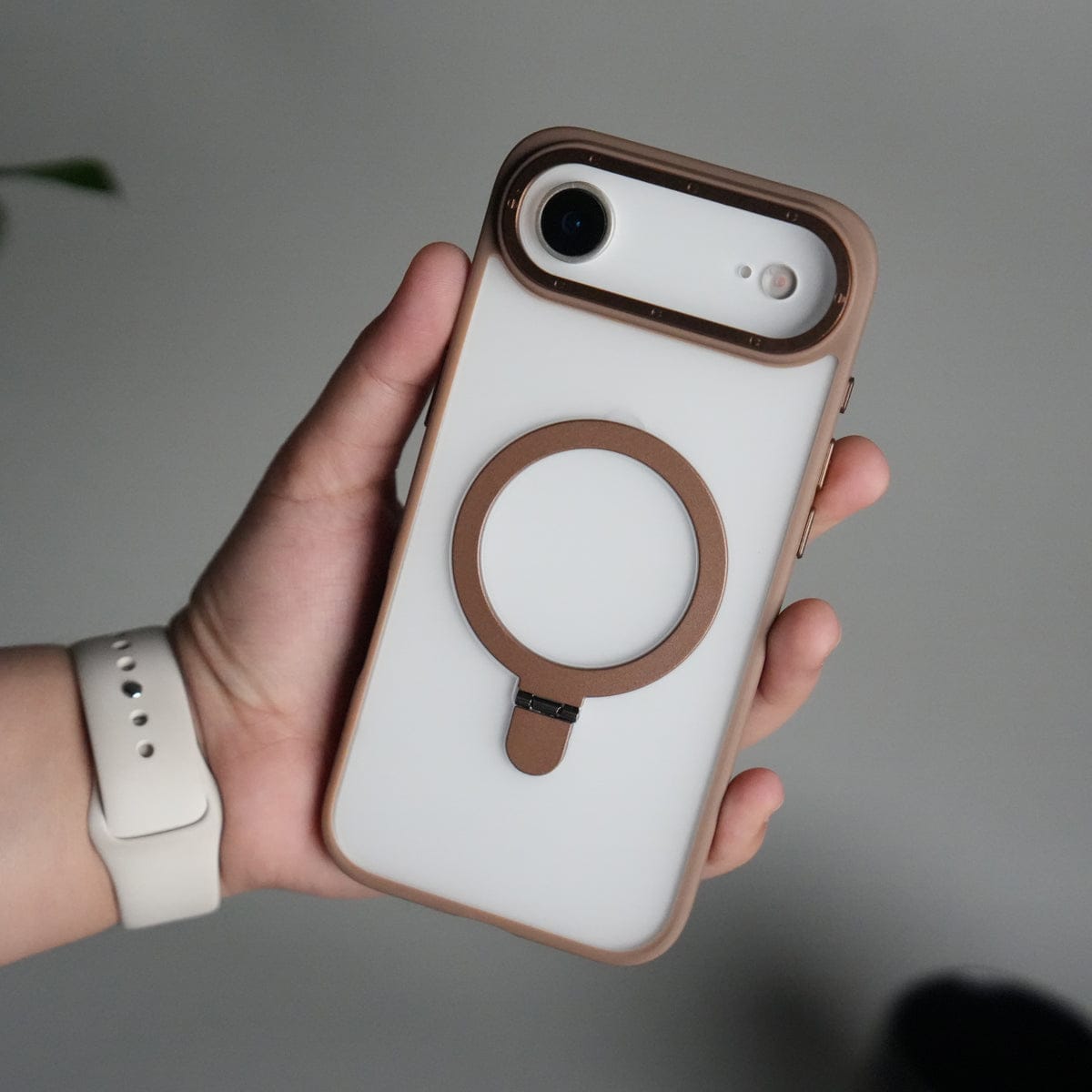 iPhone 17 Air Frosted Case with Metal Camera Bump & Metal Kickstand | Shockproof Matte Hybrid Cover