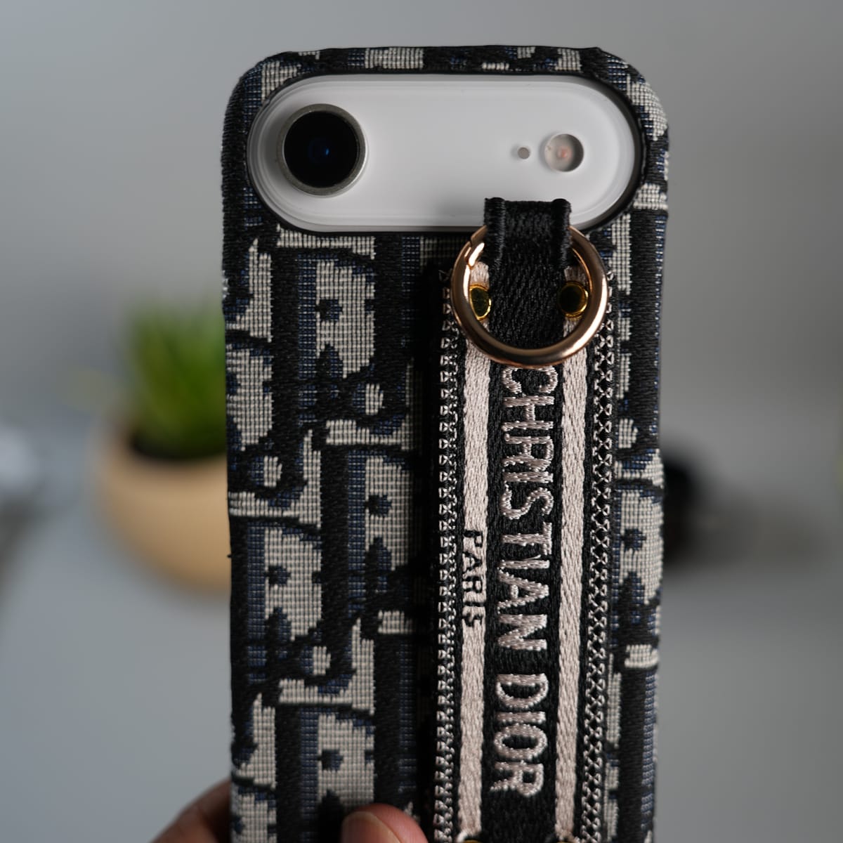 iPhone 17 Air Luxury Brand CD Belt Pattern Case Cover (Blue)