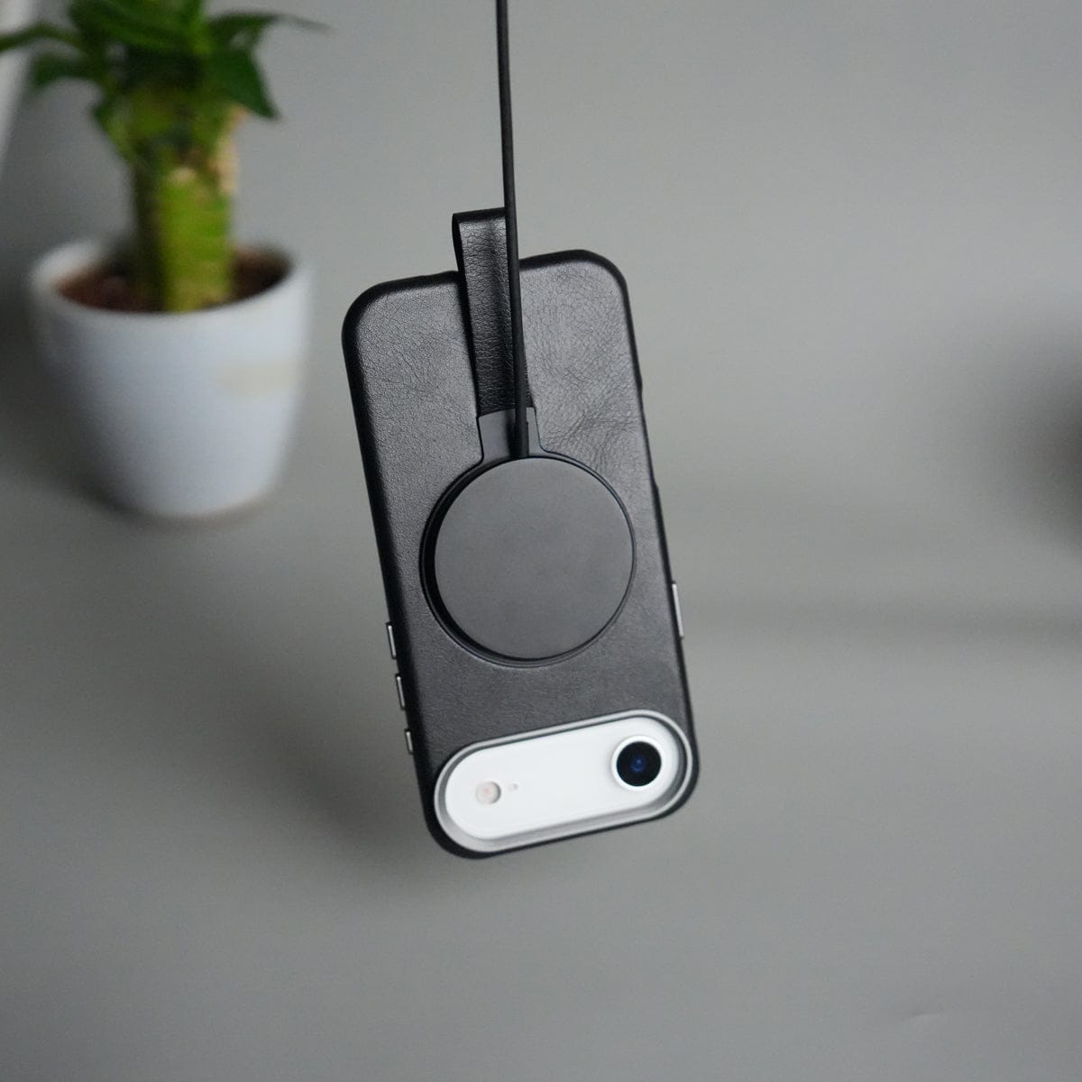 iPhone 17 Air Luxury Leather MagSafe Case | Metal Ring Stand and Grip Holder Cover