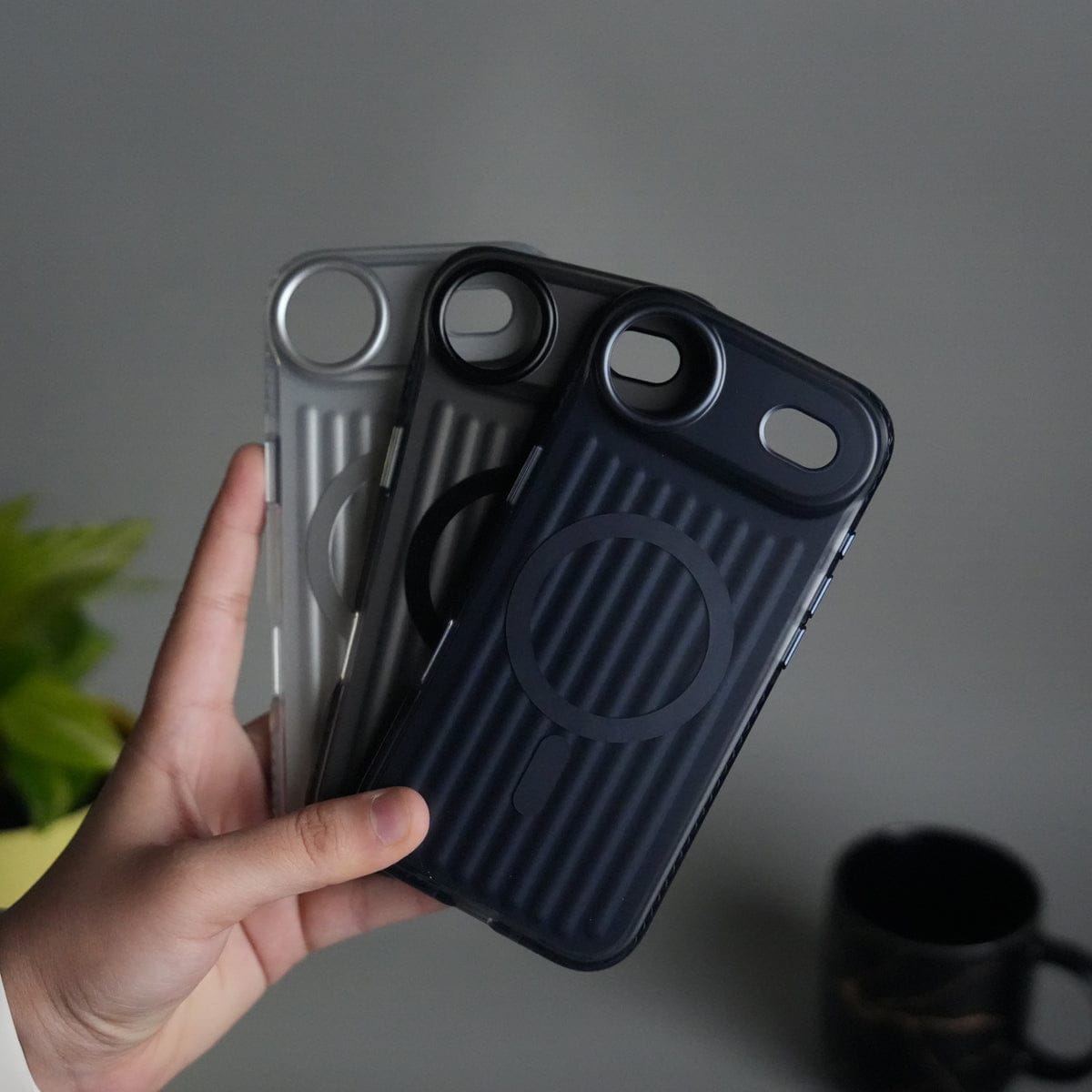 iPhone 17 Air MagSafe Suitcase Design Case | Shockproof Ribbed Texture Back Cover