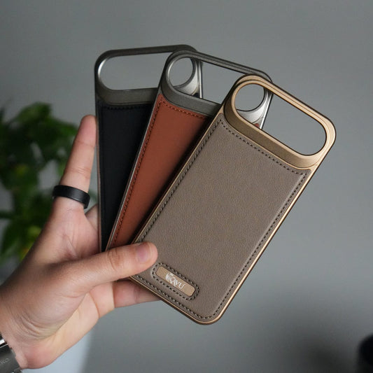 iPhone 17 Air Premium Metallic AeroFLex Aluminium Stitch Leather MagSafe Case