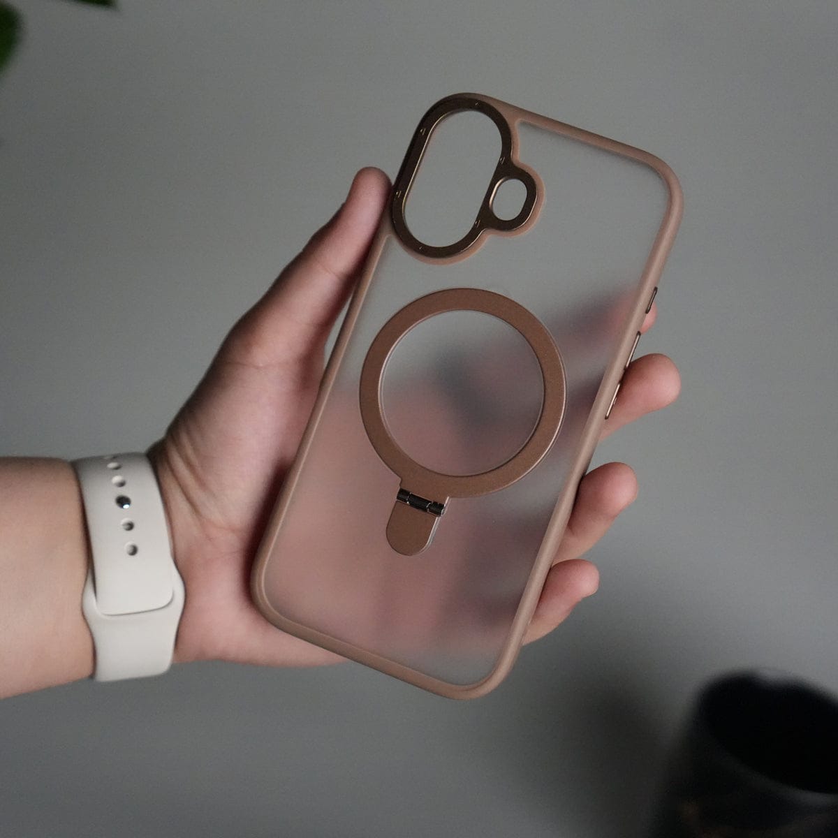 iPhone 17 Frosted Case with Metal Camera Bump & Metal Kickstand | Shockproof Matte Hybrid Cover