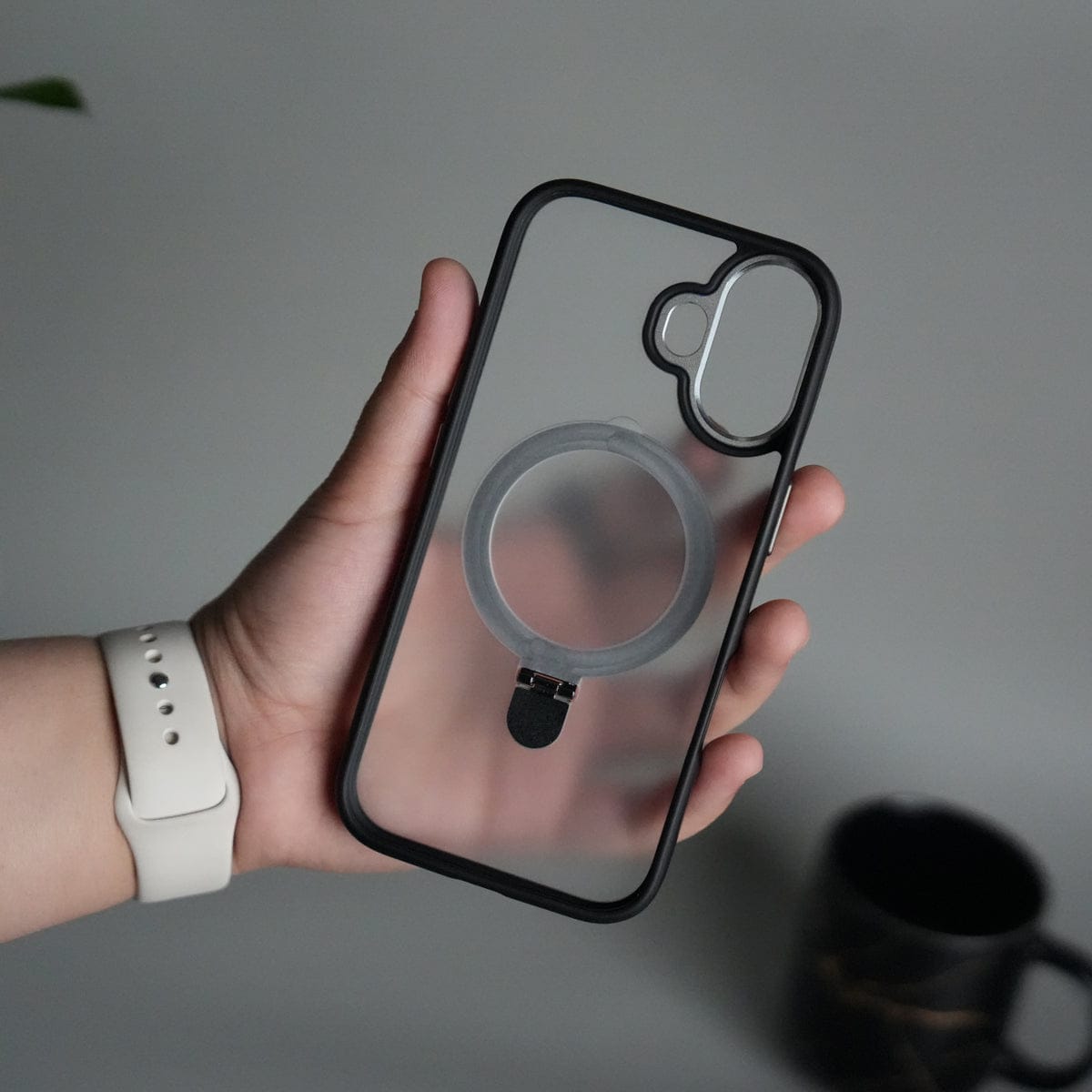 iPhone 17 Frosted Case with Metal Camera Bump & Metal Kickstand | Shockproof Matte Hybrid Cover
