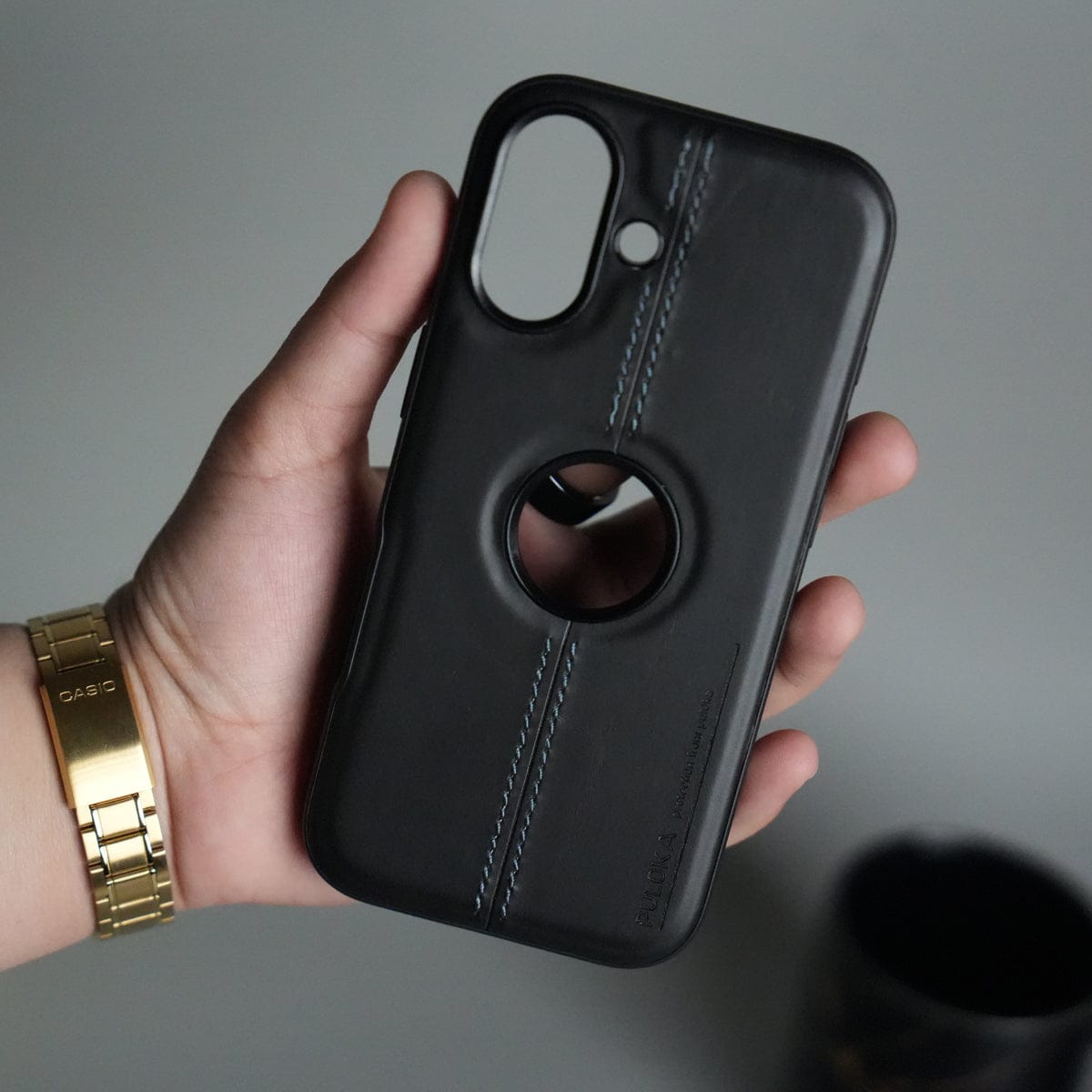 iPhone 17 Leather Case | Classic Middle Stitched PU Back Cover