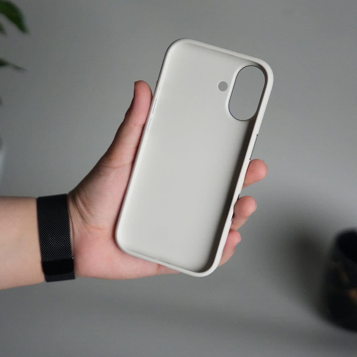 iPhone 17 Leather Texture Design PVC Case With Metal Camera Bump