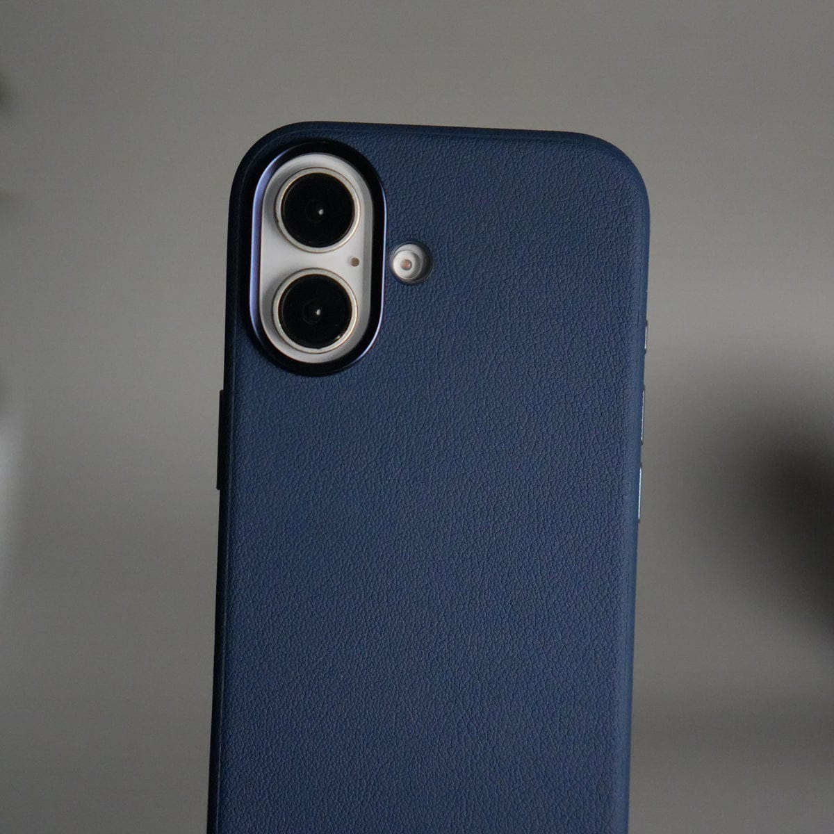 iPhone 17 Leather Texture Design PVC Case With Metal Camera Bump