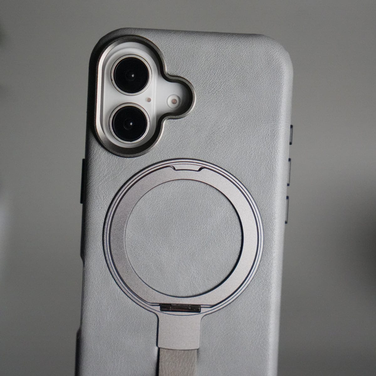 iPhone 17 Luxury Leather MagSafe Case | Metal Ring Stand and Grip Holder Cover