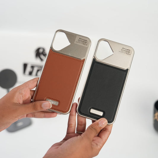 iPhone 17 Premium Metallic AeroFLex Aluminium Stitch Leather MagSafe Case