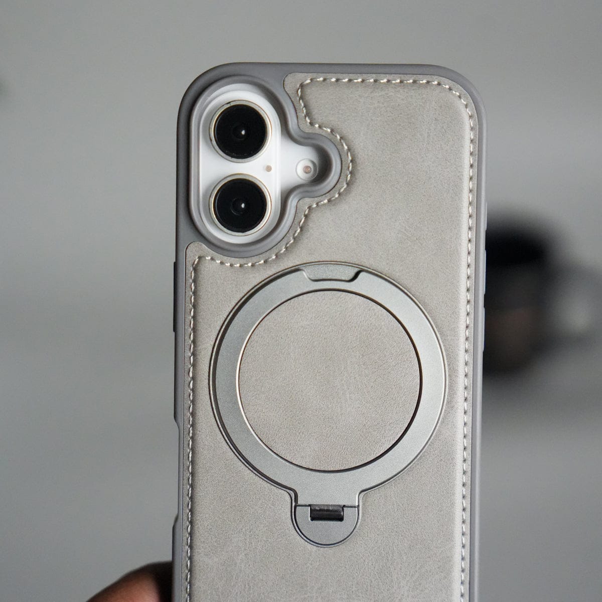 iPhone 17 Premium PU Leather Kickstand Case | Luxury Shockproof Protective Back Cover