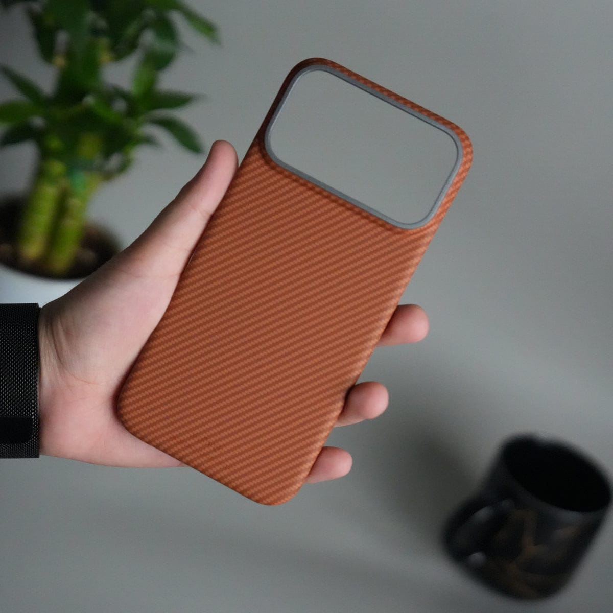 iPhone 17 Pro Carbon Fiber Slim Case | Ultra-Thin Matte Finish Protective Cover | Orange